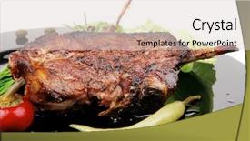  Presentation with ribs - Beautiful presentation theme featuring meat savory roast ribs on black plate with peppers and chives backdrop and a lemonade colored foreground