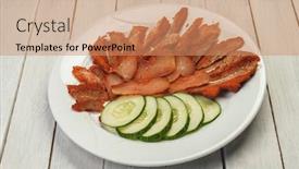  Presentation with raw meat - Audience pleasing presentation consisting of meat-smoked-jerky-raw-meat backdrop and a coral colored foreground