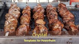  Presentation with steak - Presentation design with meat-steak-fried background and a tawny brown colored foreground