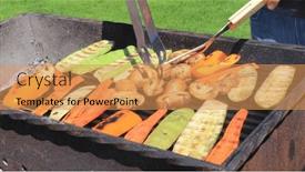  Presentation with steak - PPT theme consisting of meat-steak-fried background and a yellow colored foreground