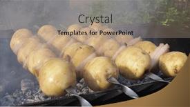  Presentation with steak - Presentation theme having meat-steak-fried background and a coral colored foreground