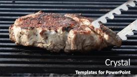  Presentation with steak - Presentation theme having meat-steak-fried background and a black colored foreground