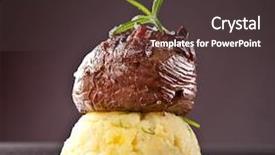  Presentation with potatoe - PPT layouts enhanced with meat steak with potatoe mush background and a dark gray colored foreground