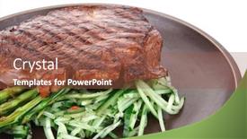  Presentation with roast beef - Colorful PPT layouts enhanced with meat table rare medium roast beef fillet with tomatoes and asparagus served on dish isolated over white backdrop and a tawny brown colored foreground