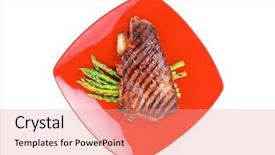  Presentation with table meal plan for osteotphorosis - Cool new presentation design with meat table rare medium roast beef fillet asparagus served on red dish isolated over white backdrop and a coral colored foreground