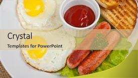  Presentation with sausages - Presentation design featuring meat template - fried eggs with sausages toasts background and a lemonade colored foreground