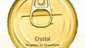  Presentation with tin mining - Cool new presentation with meat waste - tin can isolated backdrop and a yellow colored foreground