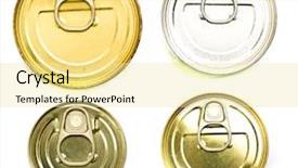  Presentation with cans canned tuna isolated - Colorful PPT theme enhanced with meat waste - tin cans isolated backdrop and a  colored foreground