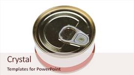  Presentation with preserved - Presentation theme consisting of meat waste - tin closed preserved isolated background and a lemonade colored foreground