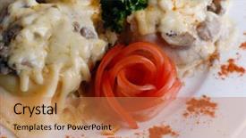  Presentation with war roses tudor rose - Slides consisting of meat with cheese and tomatoes background and a  colored foreground