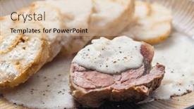  Presentation with pepper - Presentation design with meat-with-creamy-pepper-sauce background and a lemonade colored foreground