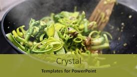  Presentation with fast food healthy - Theme featuring meat-with-fresh-vegetables-cooking background and a gold colored foreground