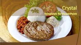  Presentation with hamburger - PPT theme consisting of hamburger meat with rice background and a tawny brown colored foreground