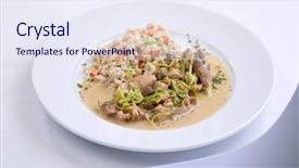  Presentation with meat - Cool new PPT theme with meat with vegetables and barley backdrop and a sky blue colored foreground