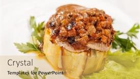  Presentation with meat - Cool new PPT theme with meat with vegetables backdrop and a yellow colored foreground