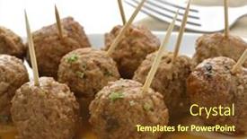  Presentation with meatball - PPT theme with meatball-appetizers-close-up-shot background and a tawny brown colored foreground
