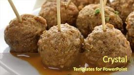  Presentation with meatball - Cool new presentation theme with meatball appetizers close up shot backdrop and a tawny brown colored foreground
