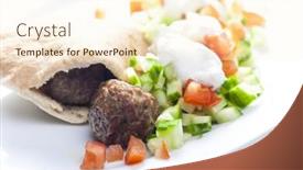  Presentation with meatball - Amazing presentation having meatball-in-pan-pita backdrop and a cream colored foreground