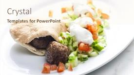  Presentation with meatball - Amazing presentation design having meatball-in-pan-pita backdrop and a cream colored foreground