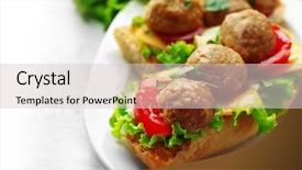  Presentation with meatball - Amazing PPT theme having meatball sandwiches on wooden table background backdrop and a lemonade colored foreground