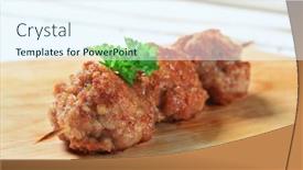  Presentation with meatball - Audience pleasing theme consisting of meatball-skewer backdrop and a sky blue colored foreground