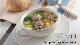  Presentation with meatball - Theme with meatball-soup-with-vegetables background and a light gray colored foreground