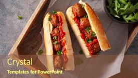  Presentation with italian american - Theme featuring meatball-sub-sandwich-with-cheese background and a tawny brown colored foreground