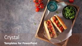  Presentation with italian american - Colorful PPT layouts enhanced with meatball-sub-sandwich-with-cheese backdrop and a tawny brown colored foreground