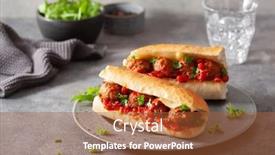  Presentation with italian american - Audience pleasing theme consisting of meatball-sub-sandwich-with-cheese backdrop and a red colored foreground