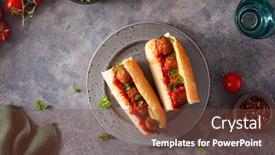  Presentation with italian american - Amazing presentation design having meatball-sub-sandwich-with-cheese backdrop and a tawny brown colored foreground