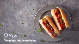  Presentation with italian american - Presentation theme consisting of meatball-sub-sandwich-with-cheese background and a gray colored foreground