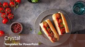  Presentation with italian american - Colorful presentation theme enhanced with meatball-sub-sandwich-with-cheese backdrop and a tawny brown colored foreground