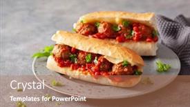  Presentation with italian american - Cool new slide set with meatball-sub-sandwich-with-cheese backdrop and a coral colored foreground