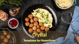  Presentation with meatball - PPT theme consisting of meatballs and mashed potatoes background and a tawny brown colored foreground