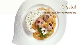  Presentation with rice - Audience pleasing PPT theme consisting of meatballs and rice with sweet backdrop and a  colored foreground