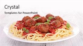  Presentation with spaghetti - Theme consisting of meatballs and spaghetti background and a white colored foreground