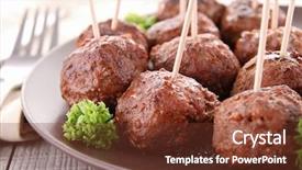  Presentation with meatball - Cool new slide set with meatballs appetizer backdrop and a tawny brown colored foreground