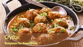  Presentation with hot sauce - PPT theme enhanced with meatballs cooked in tomato sauce background and a red colored foreground