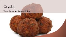  Presentation with meatball - Slide set featuring meatballs isolated on white background background and a soft green colored foreground