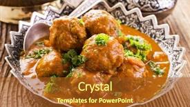  Presentation with meatball - Amazing PPT theme having meatballs kufteh noxodchi backdrop and a tawny brown colored foreground