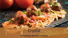  Presentation with spaghetti - Slides having meatballs served over italian spaghetti background and a gold colored foreground
