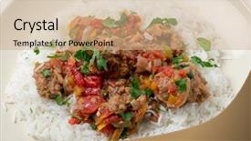  Presentation with cumin cumin cumin - PPT theme enhanced with meatballs smyrna cooked with a sauce of cumin red and yellow capsicums and tomatoes making a colourful and tasty dish background and a coral colored foreground