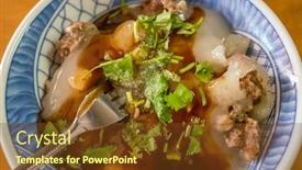  Presentation with taste - Slides having meatballs-taiwanese-famous-and-traditional background and a tawny brown colored foreground