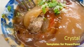  Presentation with taste - PPT theme consisting of meatballs-taiwanese-famous-and-traditional background and a tawny brown colored foreground