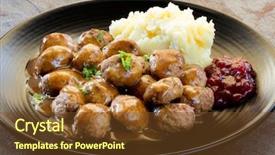  Presentation with swedish - PPT theme featuring swedish meatballs with mashed potatoes background and a light gray colored foreground