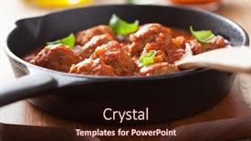  Presentation with tomato - Beautiful PPT theme featuring meatballs-with-tomato-sauce backdrop and a  colored foreground