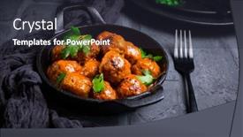  Presentation with sauce - PPT theme consisting of meatballs-with-tomato-sauce background and a tawny brown colored foreground