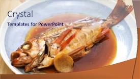  Presentation with soy sauce - Presentation design enhanced with mebaru-no-nitsuke-simmered-rockfish background and a sky blue colored foreground