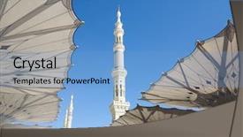  Presentation with hajj - Slide deck consisting of makkah - journey to hajj in mecca background and a light blue colored foreground