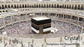  Presentation with hajj - Theme featuring mekka - kaaba the holy mosque background and a mint green colored foreground